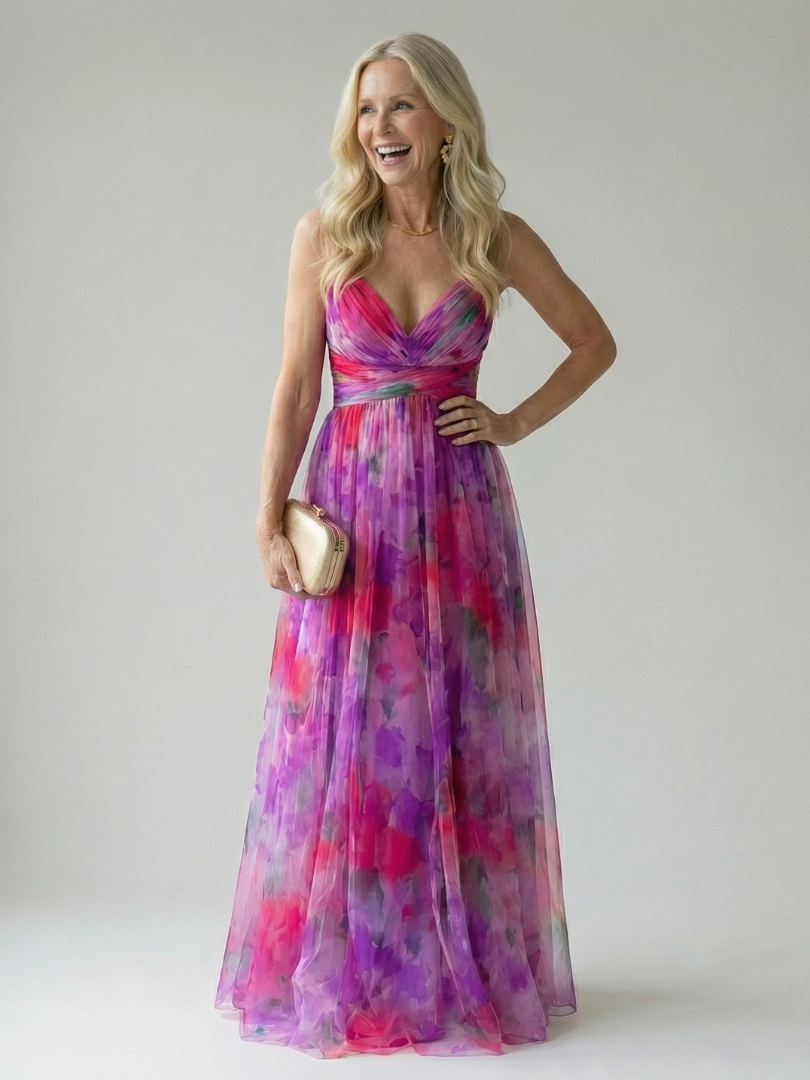Watercolor Floral Wrap Maxi Dress