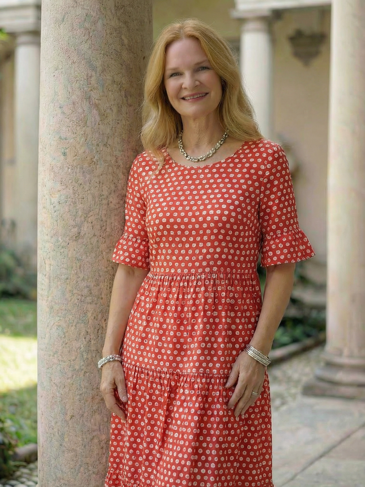 Garden Party Polka Dot Tiered Midi Dress