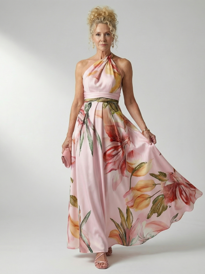Hibiscus Halter Maxi Dress
