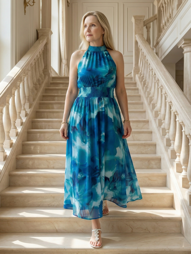 Buttercup Tie-Dye Halter Maxi Dress