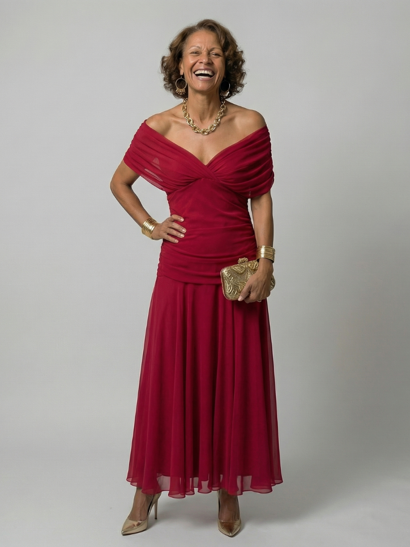 Plum Watercolor Flutter-Sleeve Maxi Dress