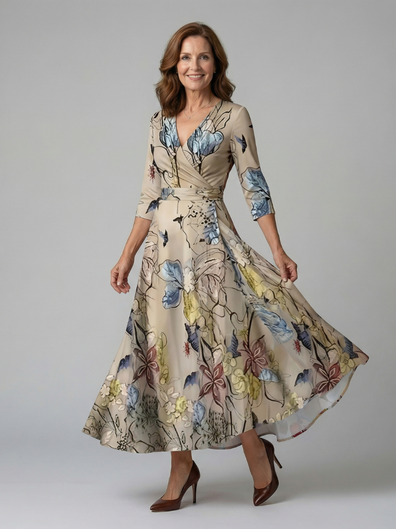 Poppy Print Wrap Midi Dress