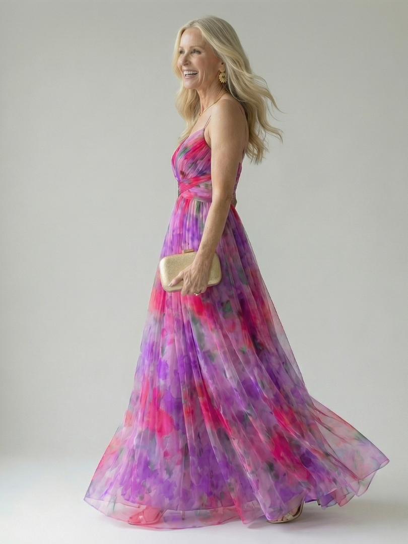 Watercolor Floral Wrap Maxi Dress