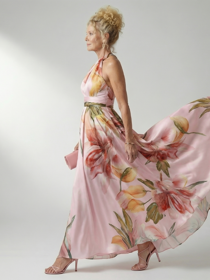 Hibiscus Halter Maxi Dress