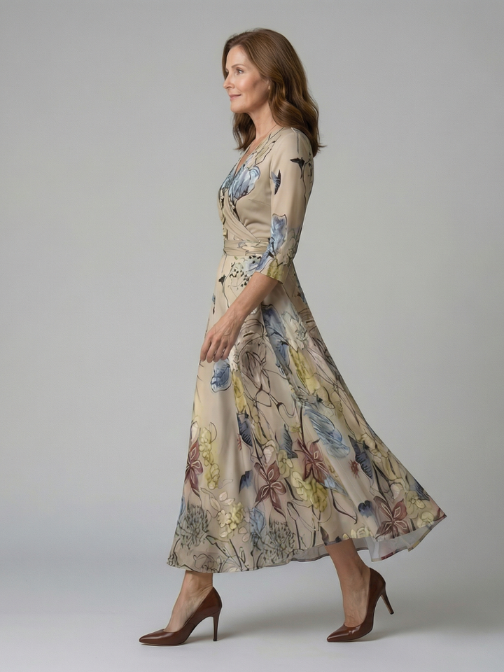 Poppy Print Wrap Midi Dress