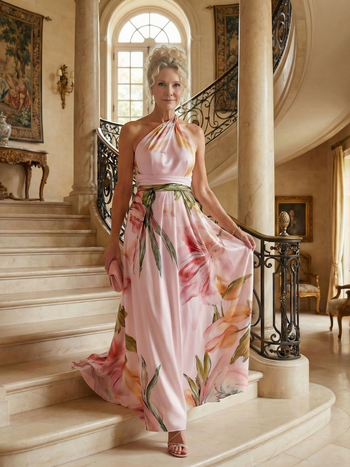 Hibiscus Halter Maxi Dress