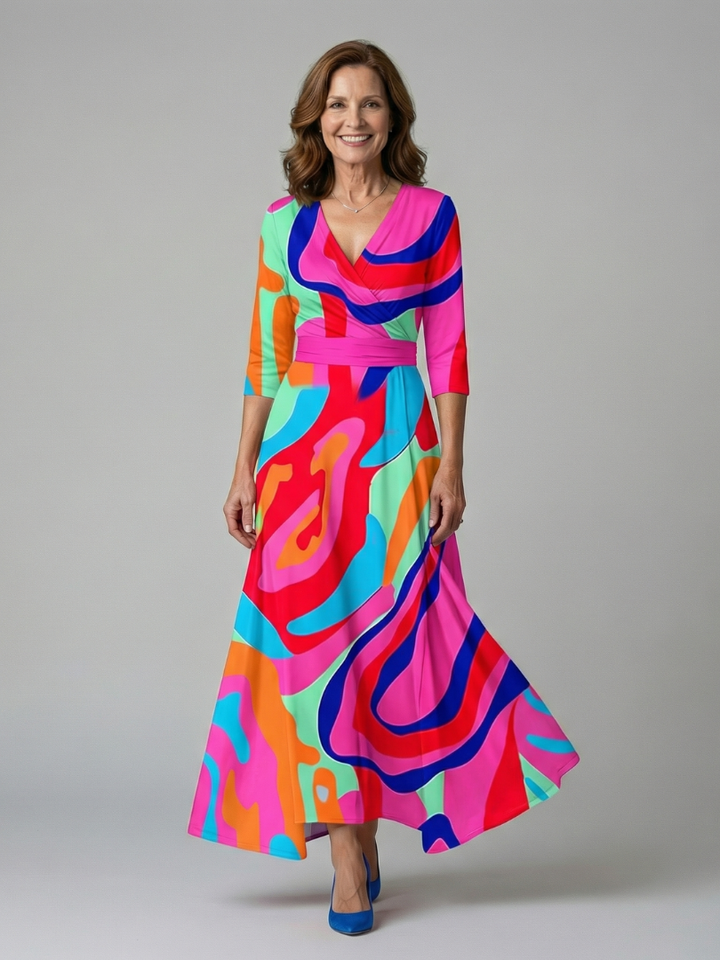 Poppy Print Wrap Midi Dress
