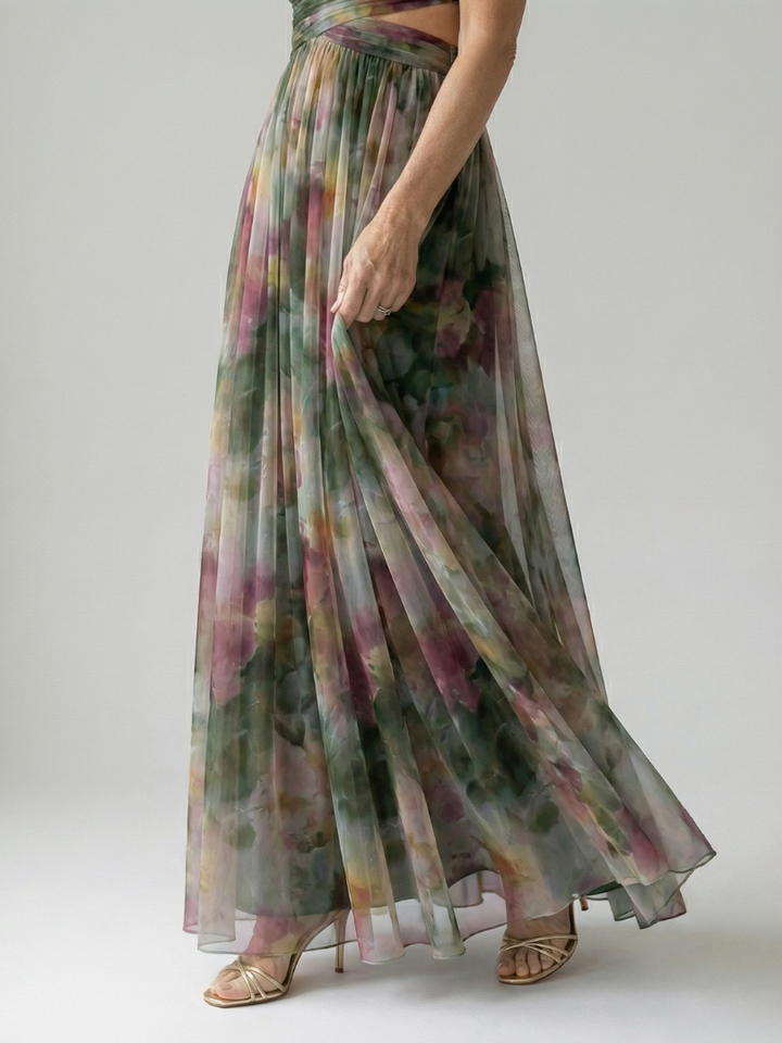 Watercolor Floral Wrap Maxi Dress