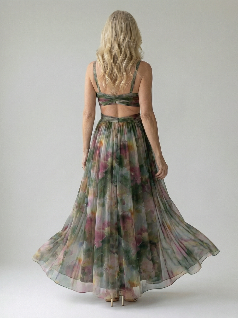 Watercolor Floral Wrap Maxi Dress