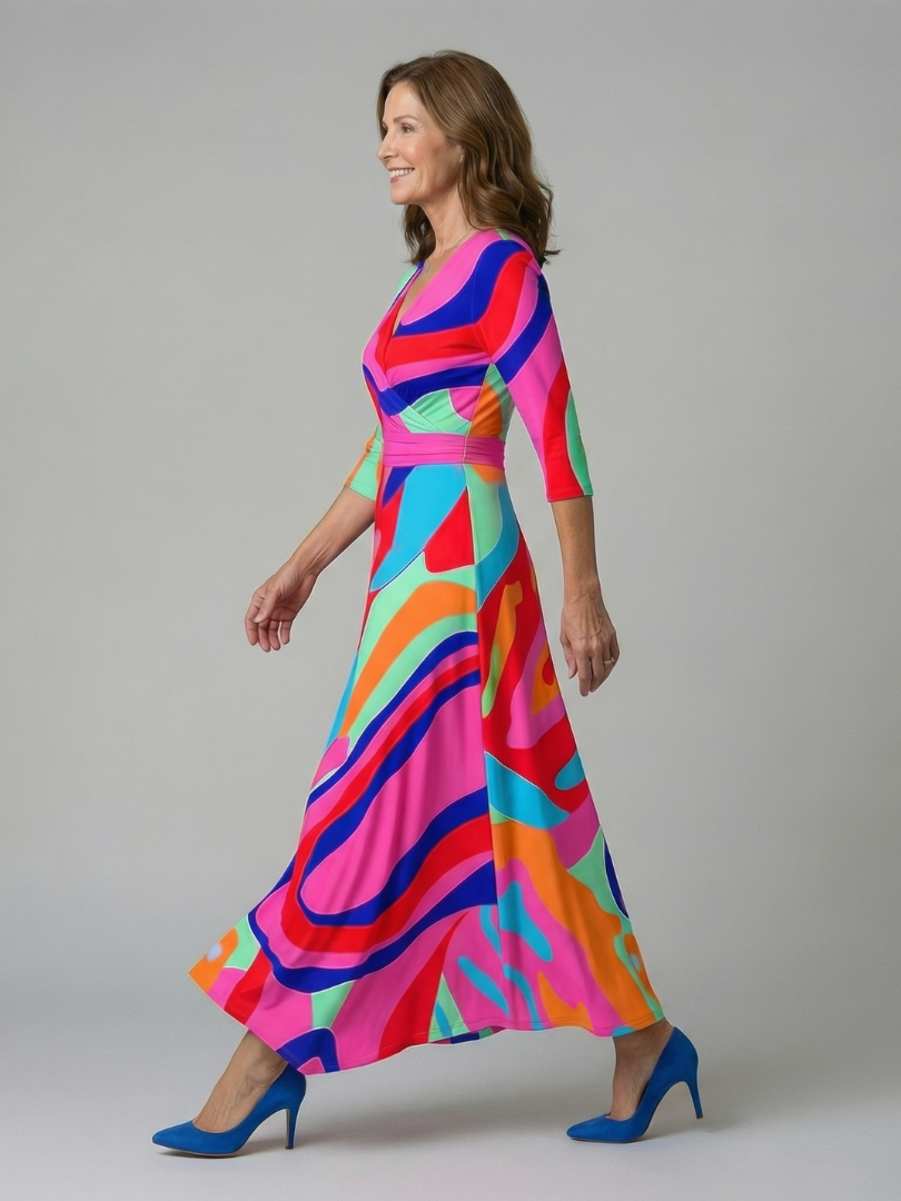 Poppy Print Wrap Midi Dress