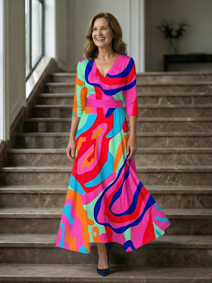 Poppy Print Wrap Midi Dress