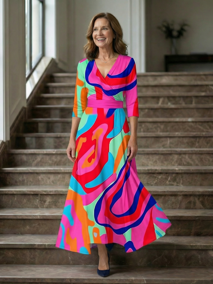 Poppy Print Wrap Midi Dress