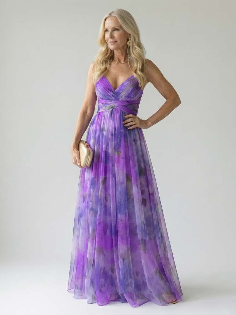 Watercolor Floral Wrap Maxi Dress
