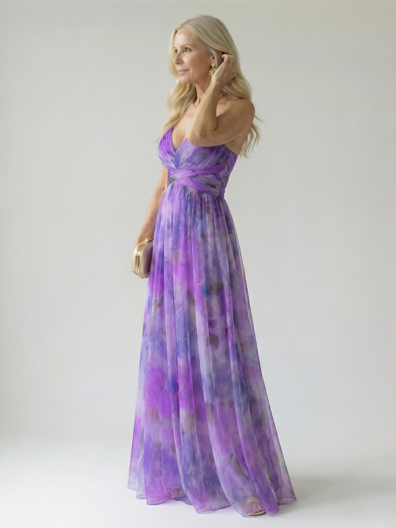 Watercolor Floral Wrap Maxi Dress