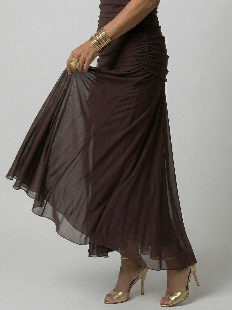 Plum Watercolor Flutter-Sleeve Maxi Dress