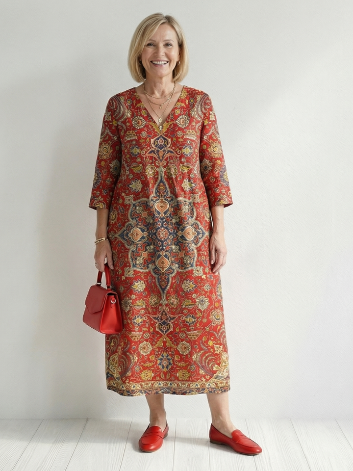 Patchwork Boho Midi Dress