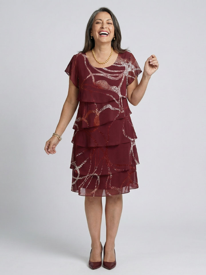 Desk to Dinner Abstract Knee-Length Dress