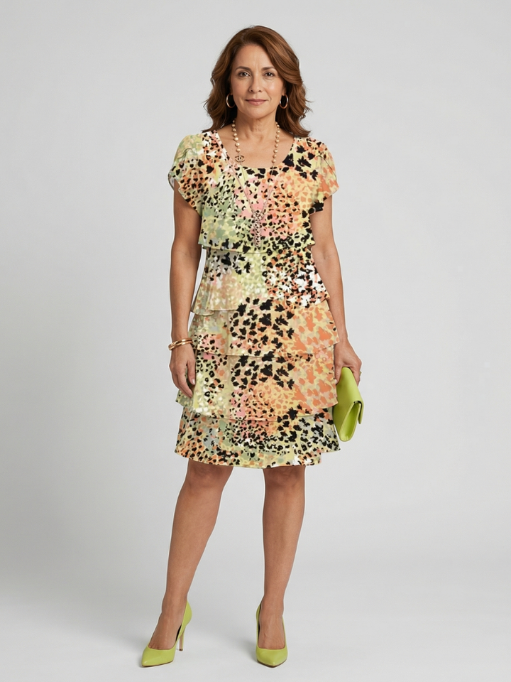 Office-Ready Structured Abstract Knee-Length Dress