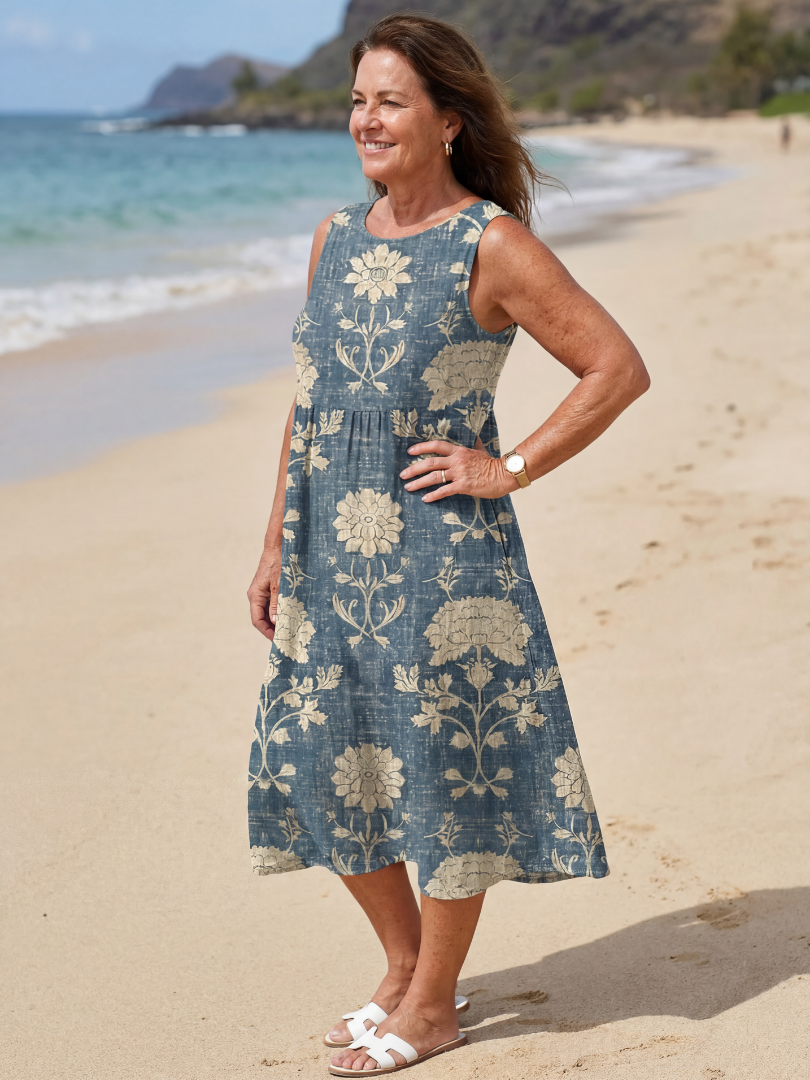 Seaside Brunch Floral Midi Dress