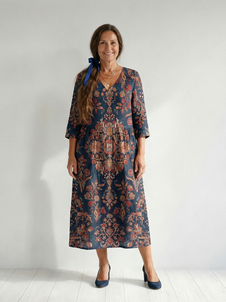 Soft-Knit V-Neck Midi Dress