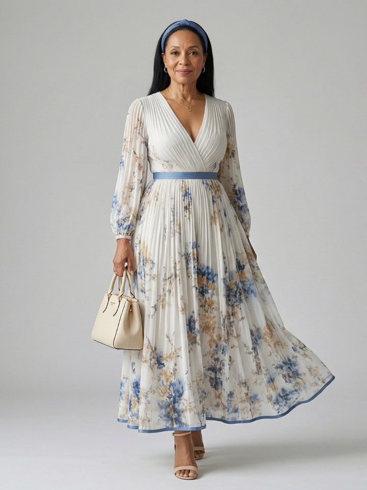Cornflower Blue Floral Maxi Dress