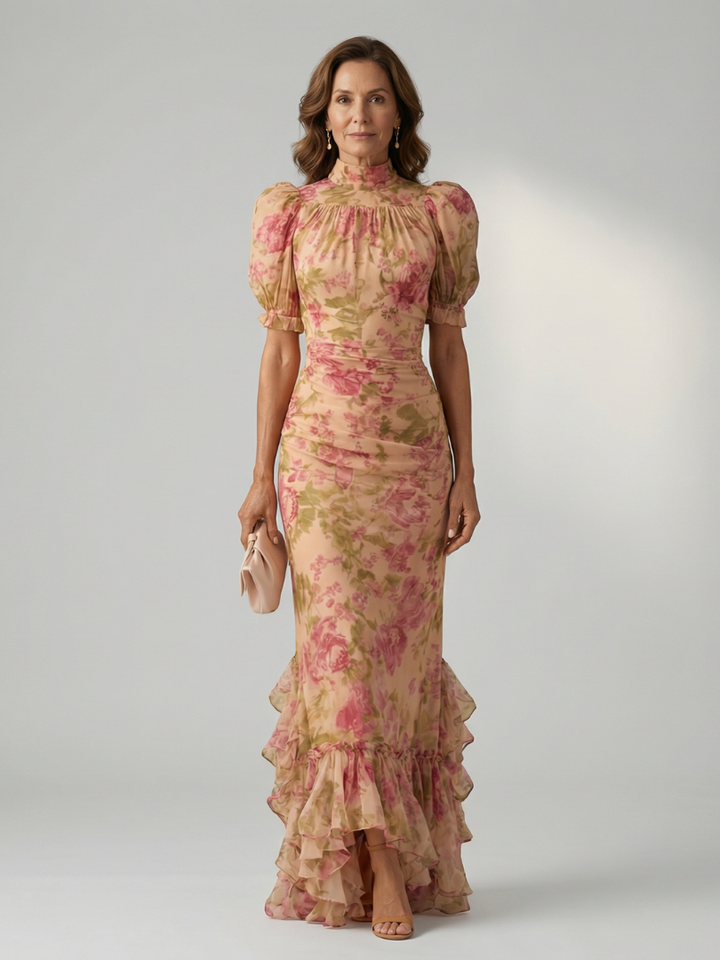 Blush Rose Mermaid Maxi Dress