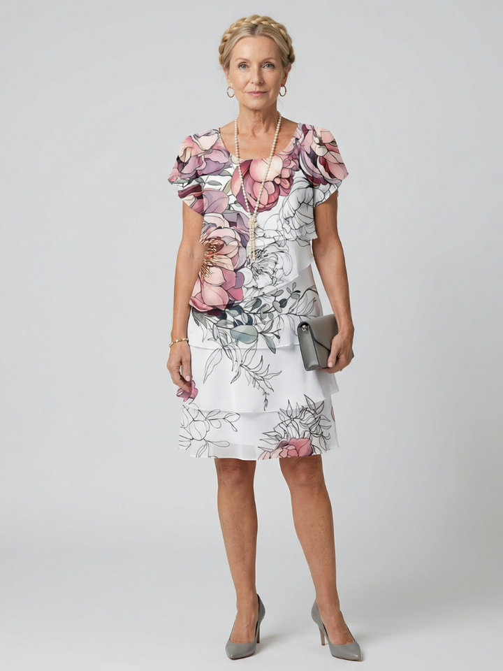 Effortless Garden Party Floral Knee-Length Dress
