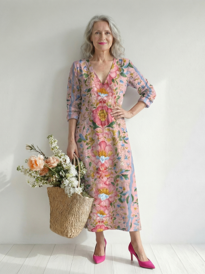 Rose Gold Floral Midi Dress