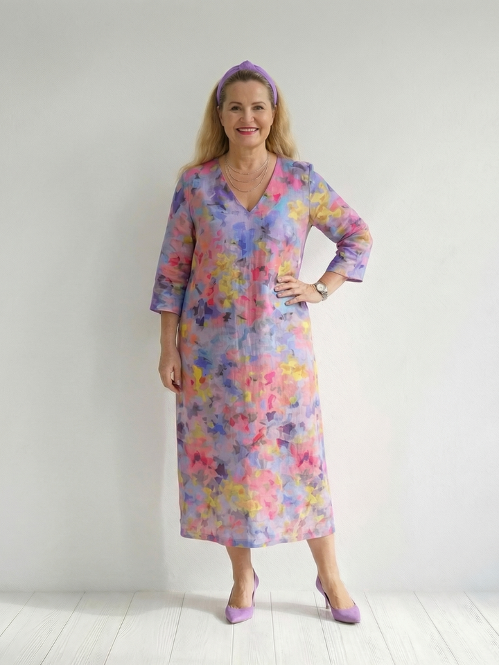 Garden Party Abstract Floral Midi Dress