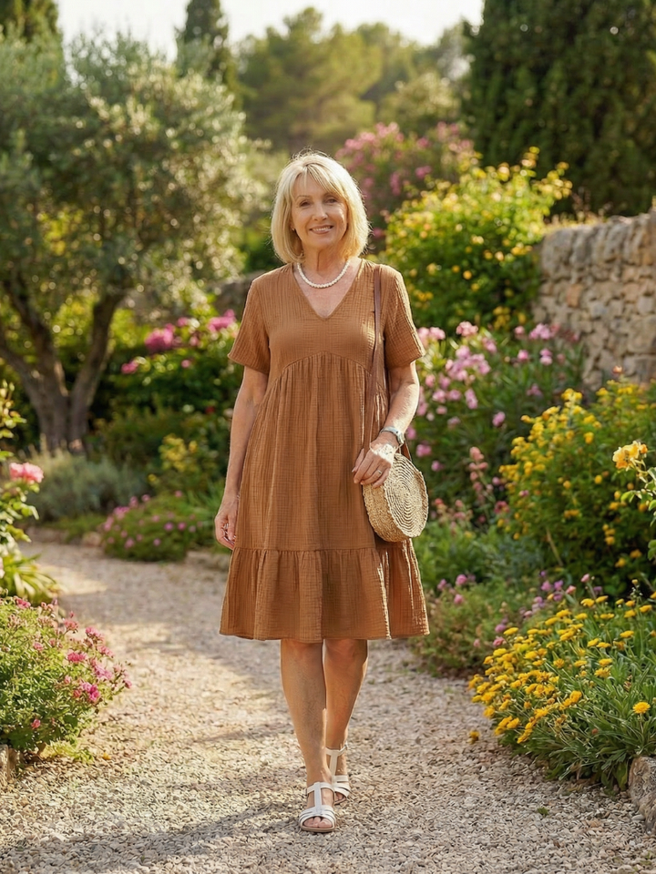 Figure-Flattering Brunch-Ready Woven A-Line Dress