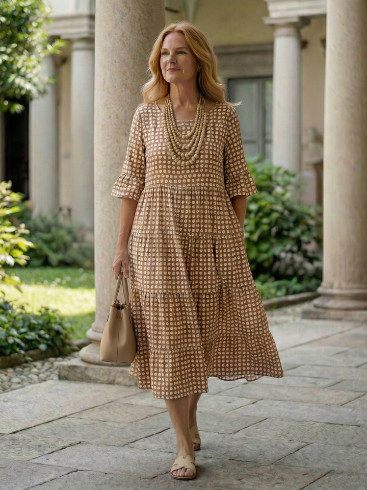 Garden Party Polka Dot Tiered Midi Dress