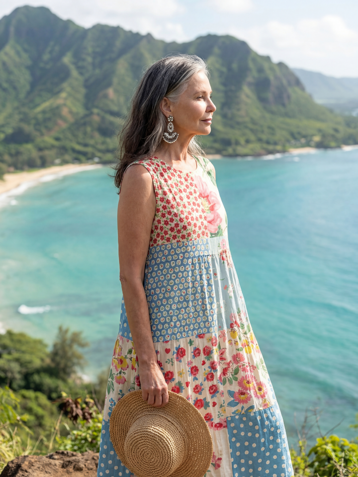 Floral Short-Sleeve Midi Dress