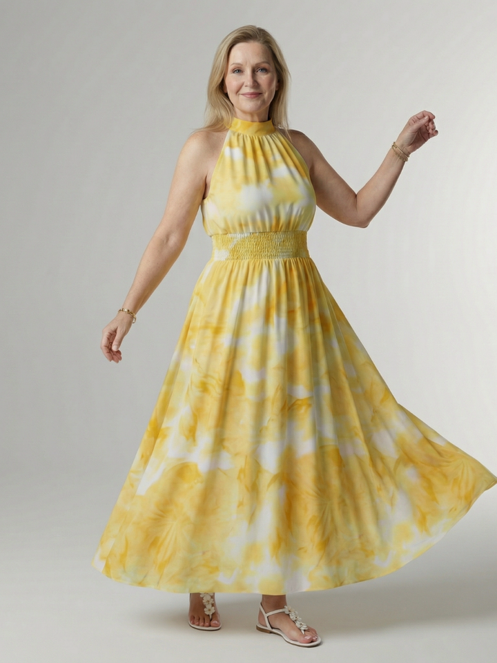 Buttercup Tie-Dye Halter Maxi Dress