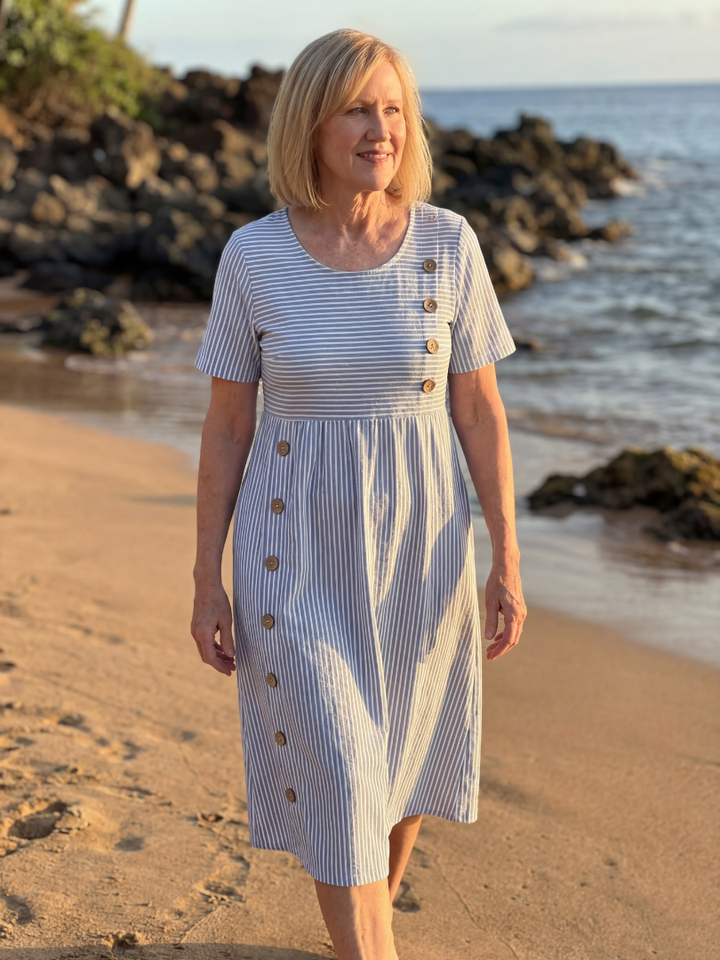 Figure-Flattering Coastal Brunch Midi Dress