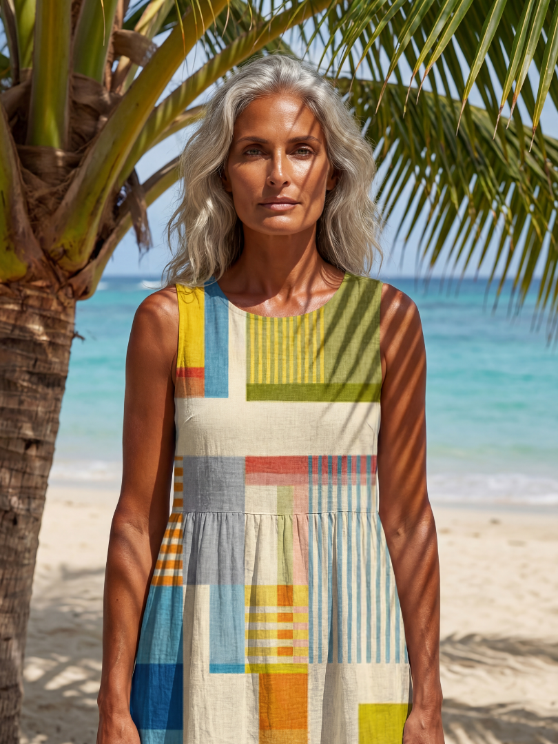 Gallery-Opening Painted Block Midi Dress