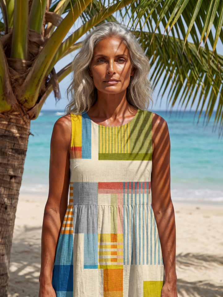 Gallery-Opening Painted Block Midi Dress