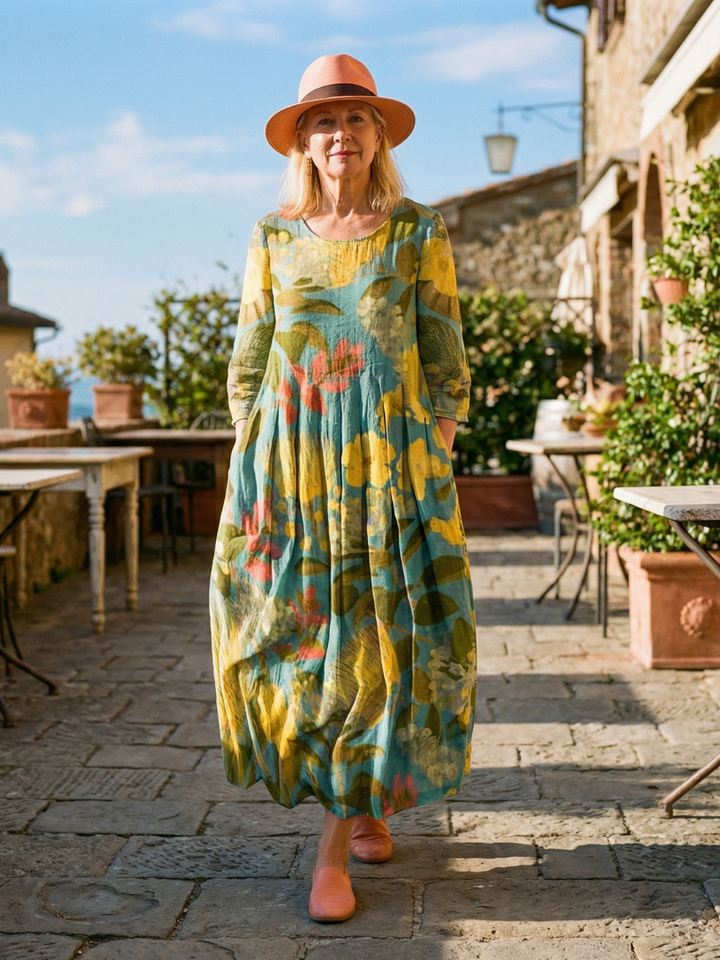 Gallery Opening Brushstroke Print Dress