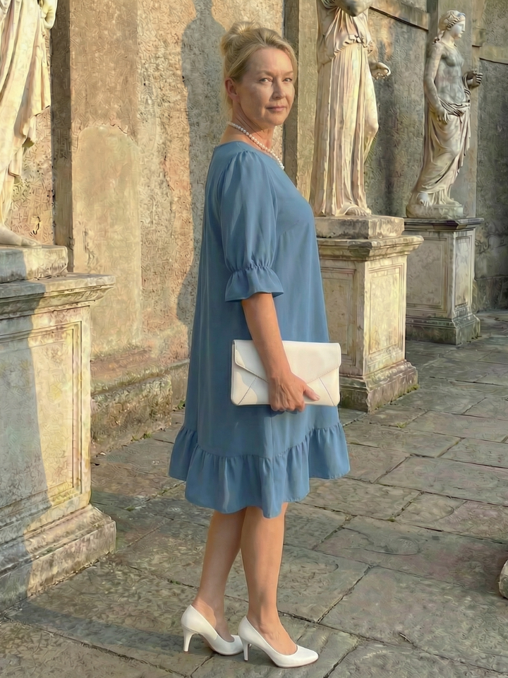 Brunch-Ready Ruffle-Hem Fit-and-Flare Dress