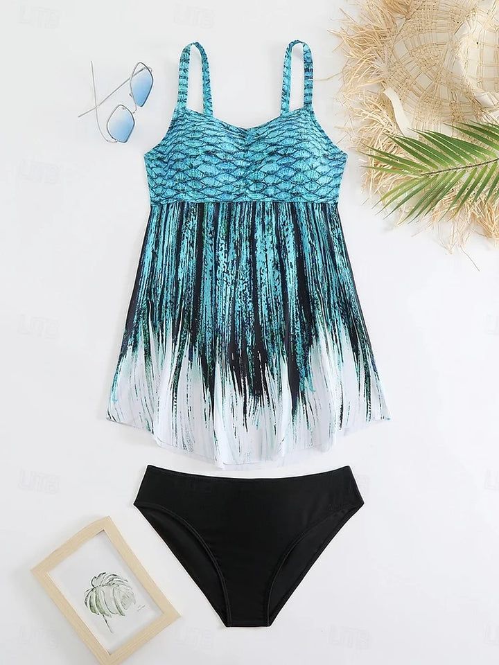 Perla Mermaid-Print Tummy-Control Swimsuit Set