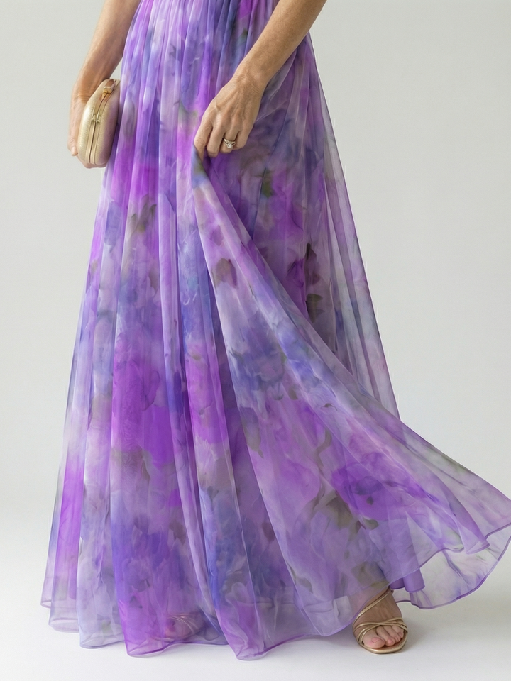 Watercolor Floral Wrap Maxi Dress