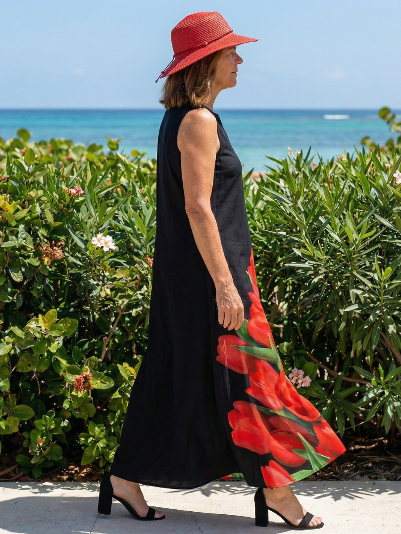 Romantic Wedding Guest Soft Rose Flowy Maxi Dress