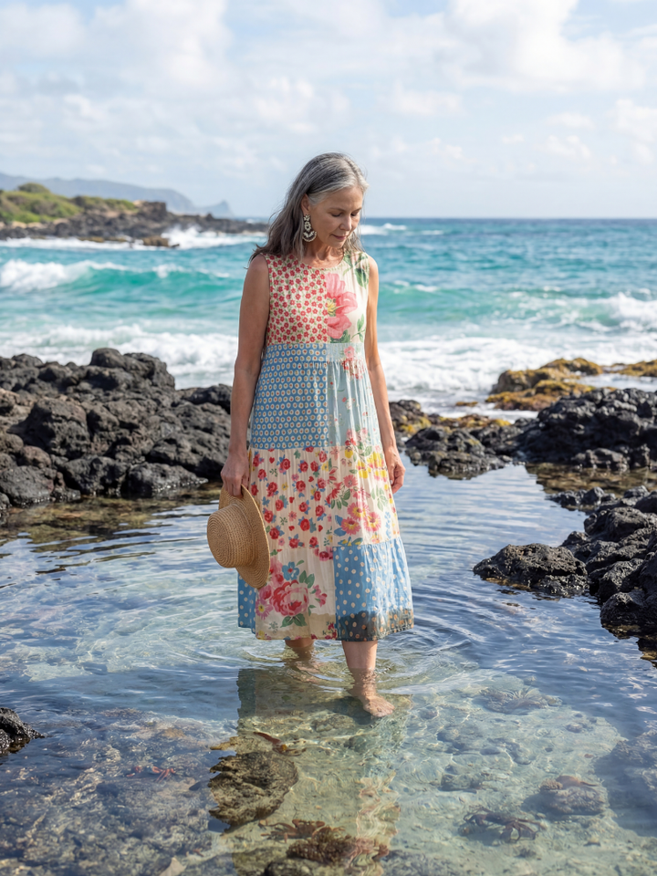 Floral Short-Sleeve Midi Dress