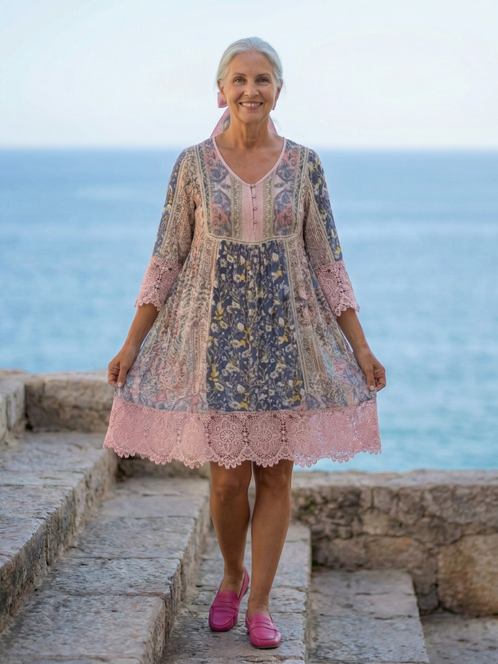 Romantic Garden Party Floral Flowy A-Line Dress