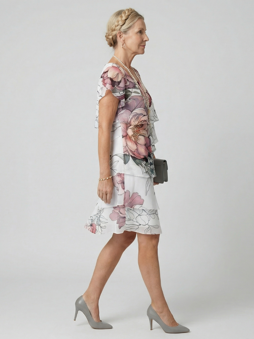 Effortless Garden Party Floral Knee-Length Dress