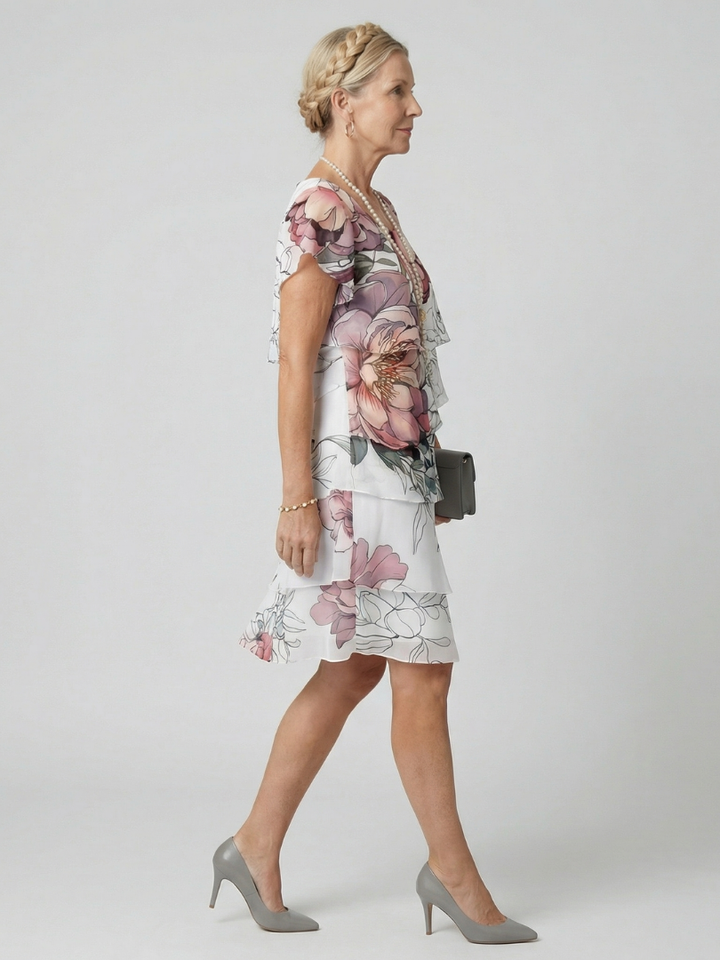 Effortless Garden Party Floral Knee-Length Dress