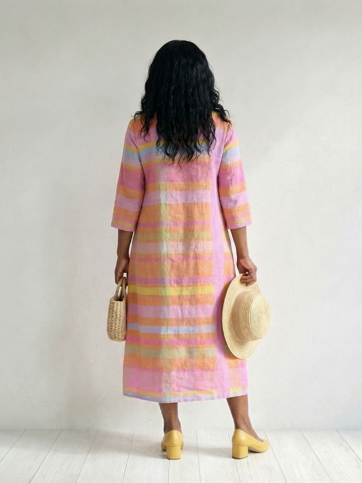 Flattering Easy-Drape Striped Midi Dress