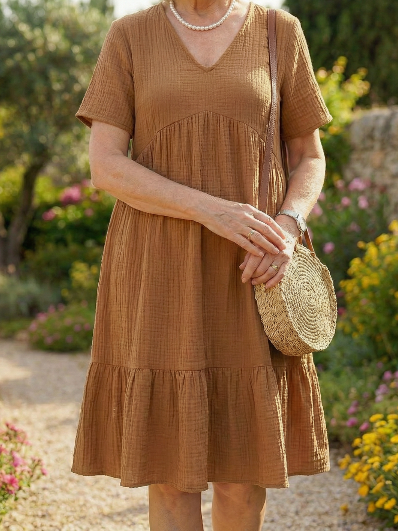 Figure-Flattering Brunch-Ready Woven A-Line Dress