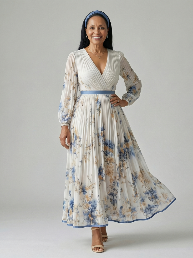 Cornflower Blue Floral Maxi Dress