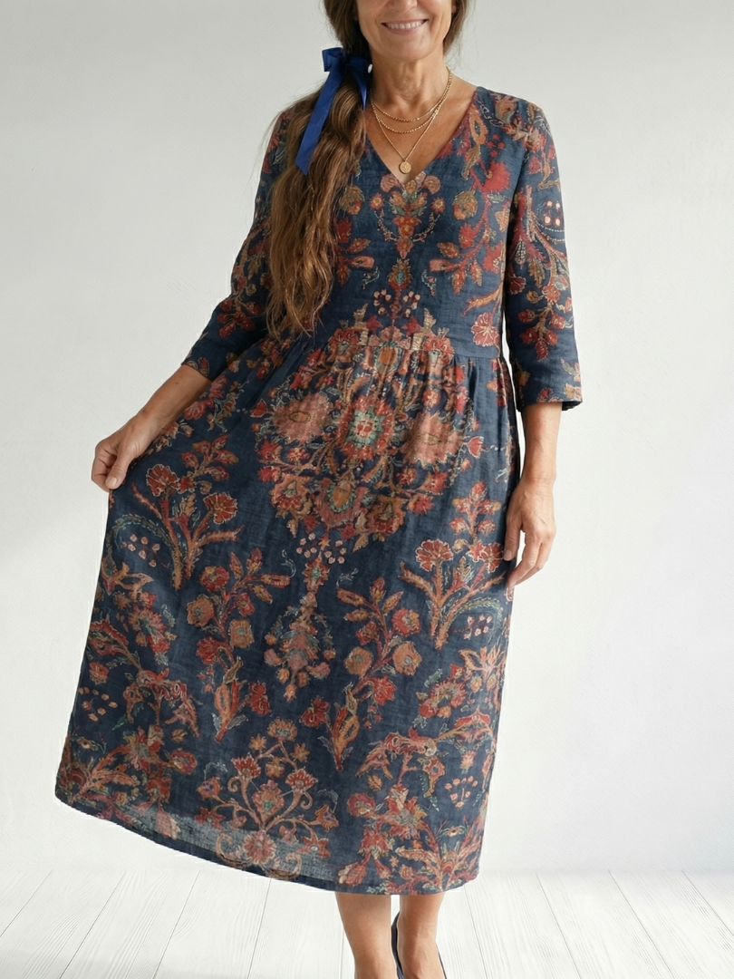 Soft-Knit V-Neck Midi Dress