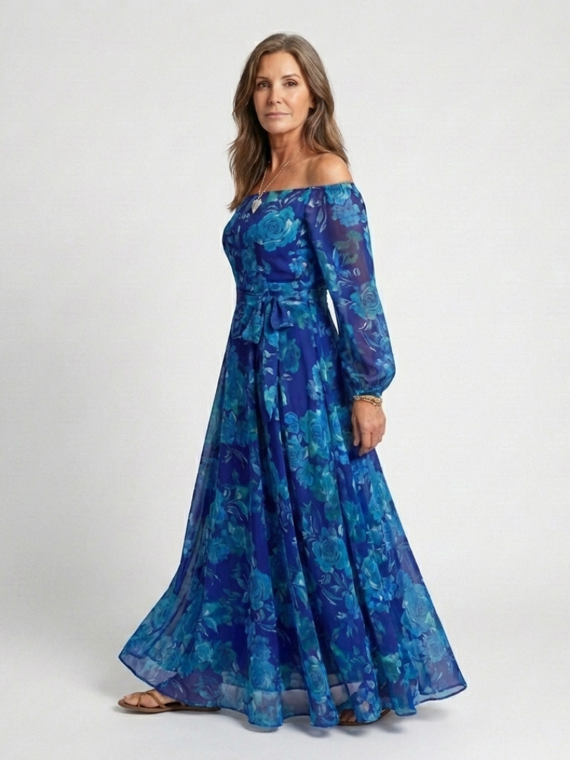 Romantic Garden Party Off-Shoulder Floral Maxi Dress